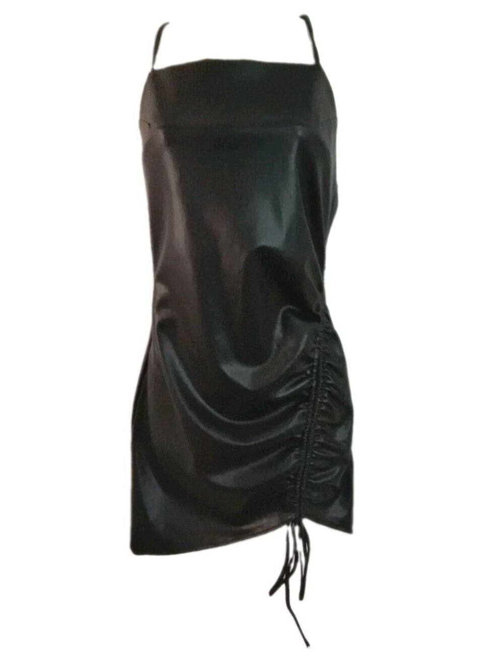 Papaya Faux Leather Mini Dress Medium Black Sleeveless Party Cocktail